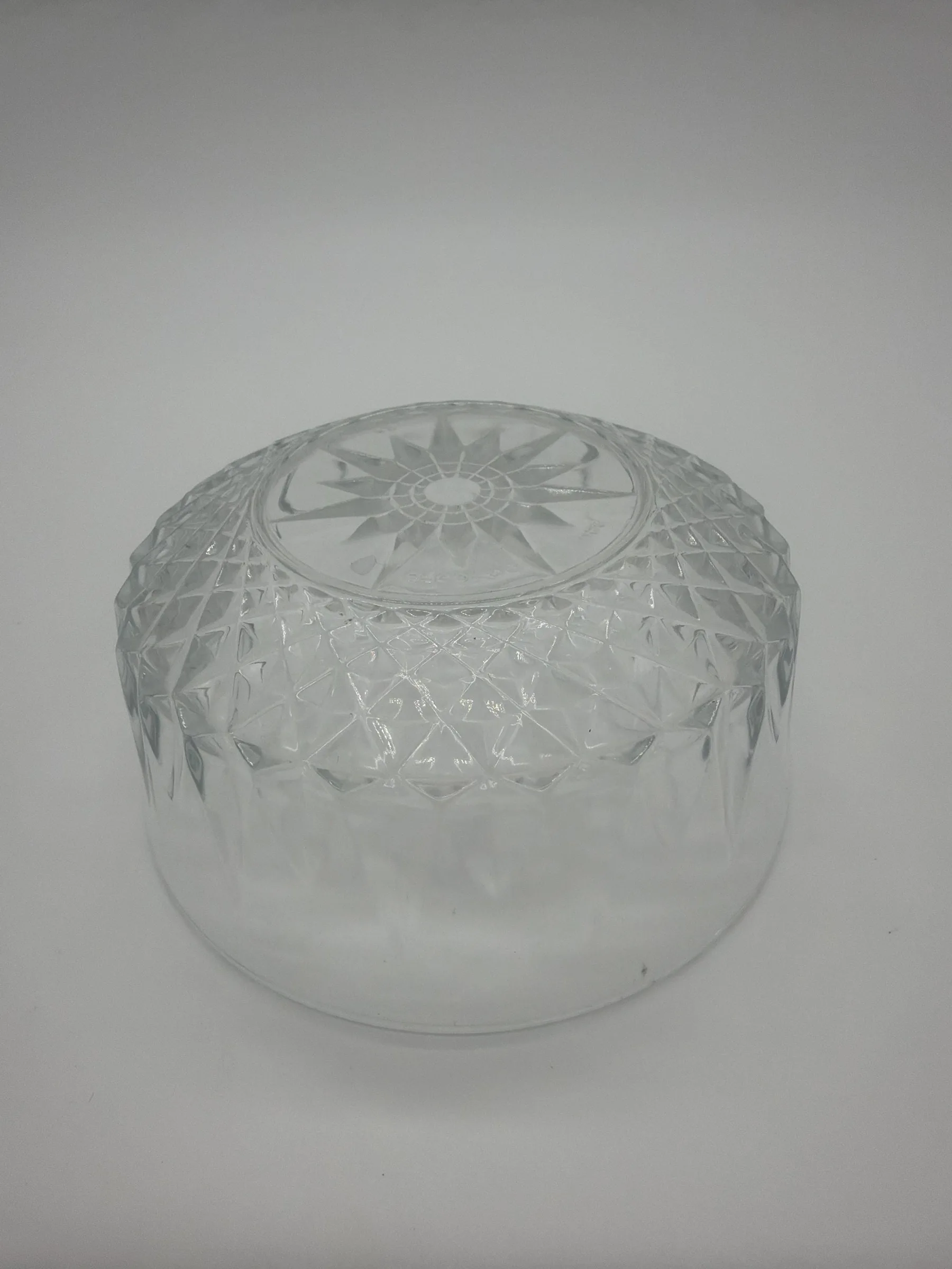 Set of 6 Vintage Clear Pressed Glass Dessert Bowls - Starburst Diamond Pattern