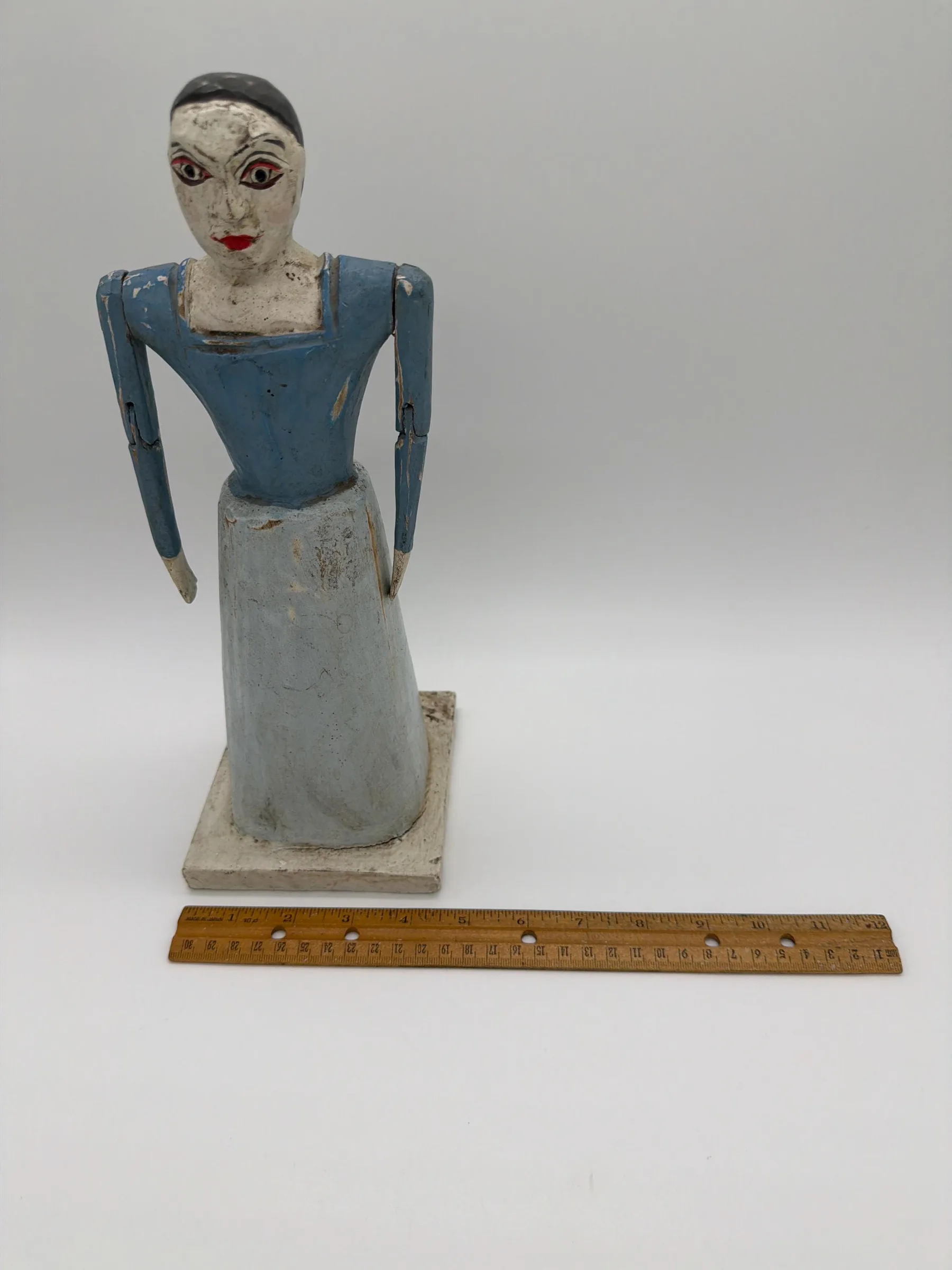Vintage Wooden Santos-Style Folk Art Doll