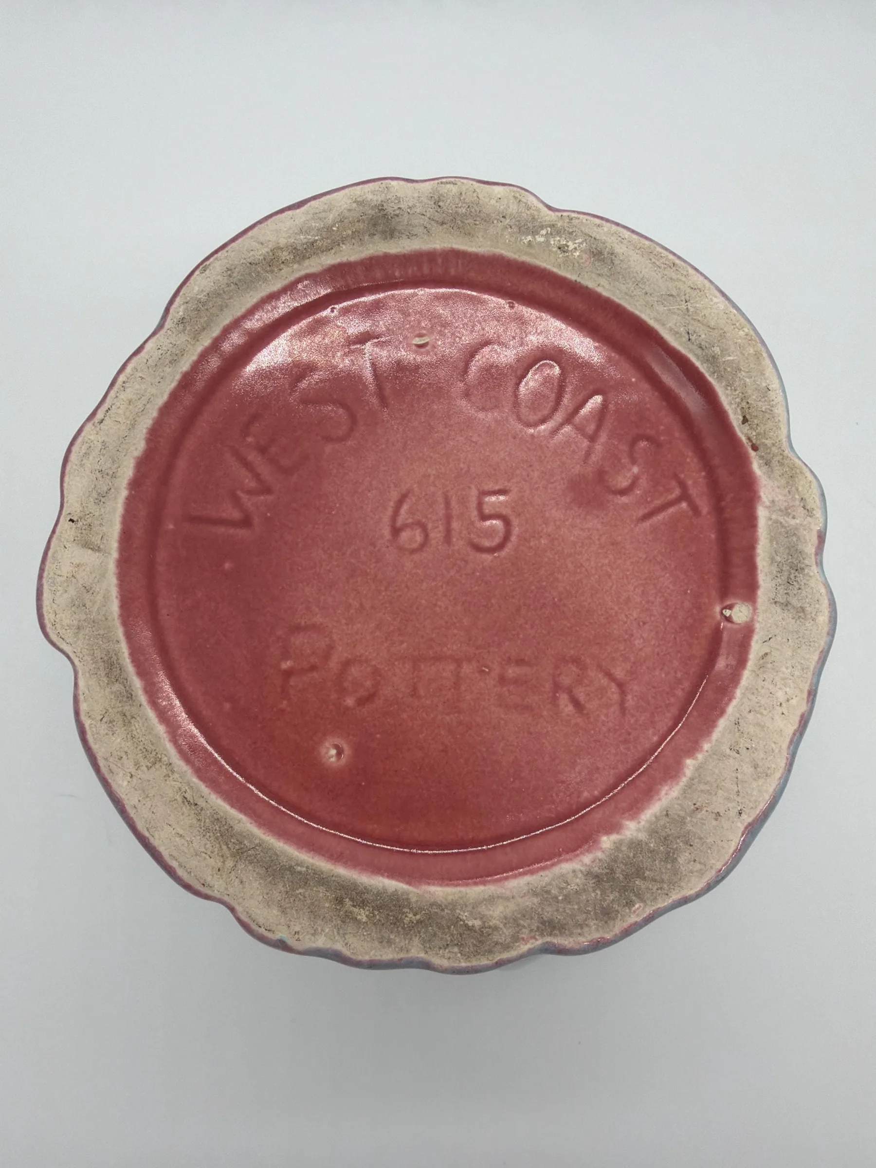 Vintage West Coast Pottery 615 Petal-Shaped Ceramic Planter - Pastel Teal and Pink Ombre