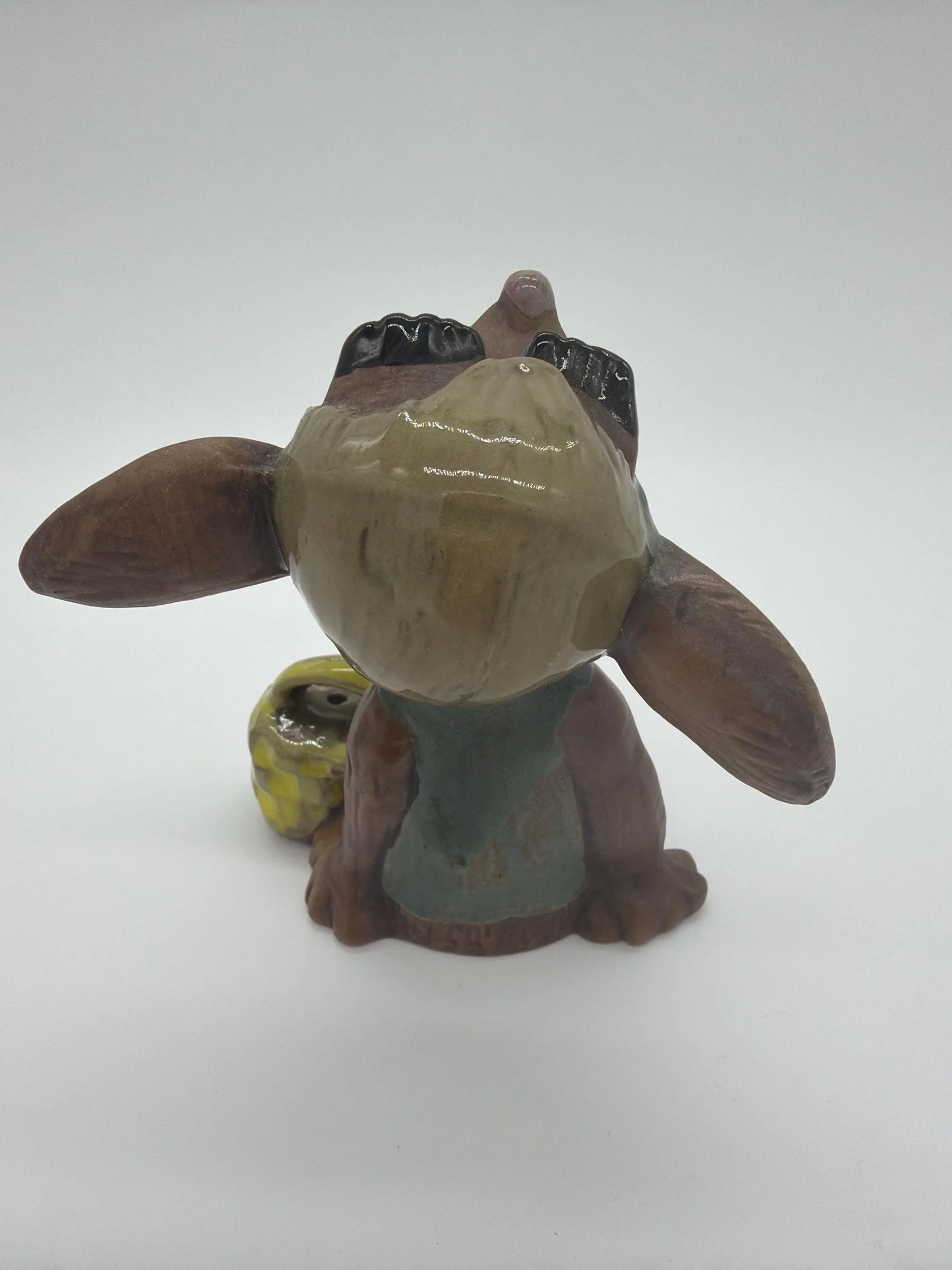 Vintage Glazed Ceramic Mouse Figurine With Basket