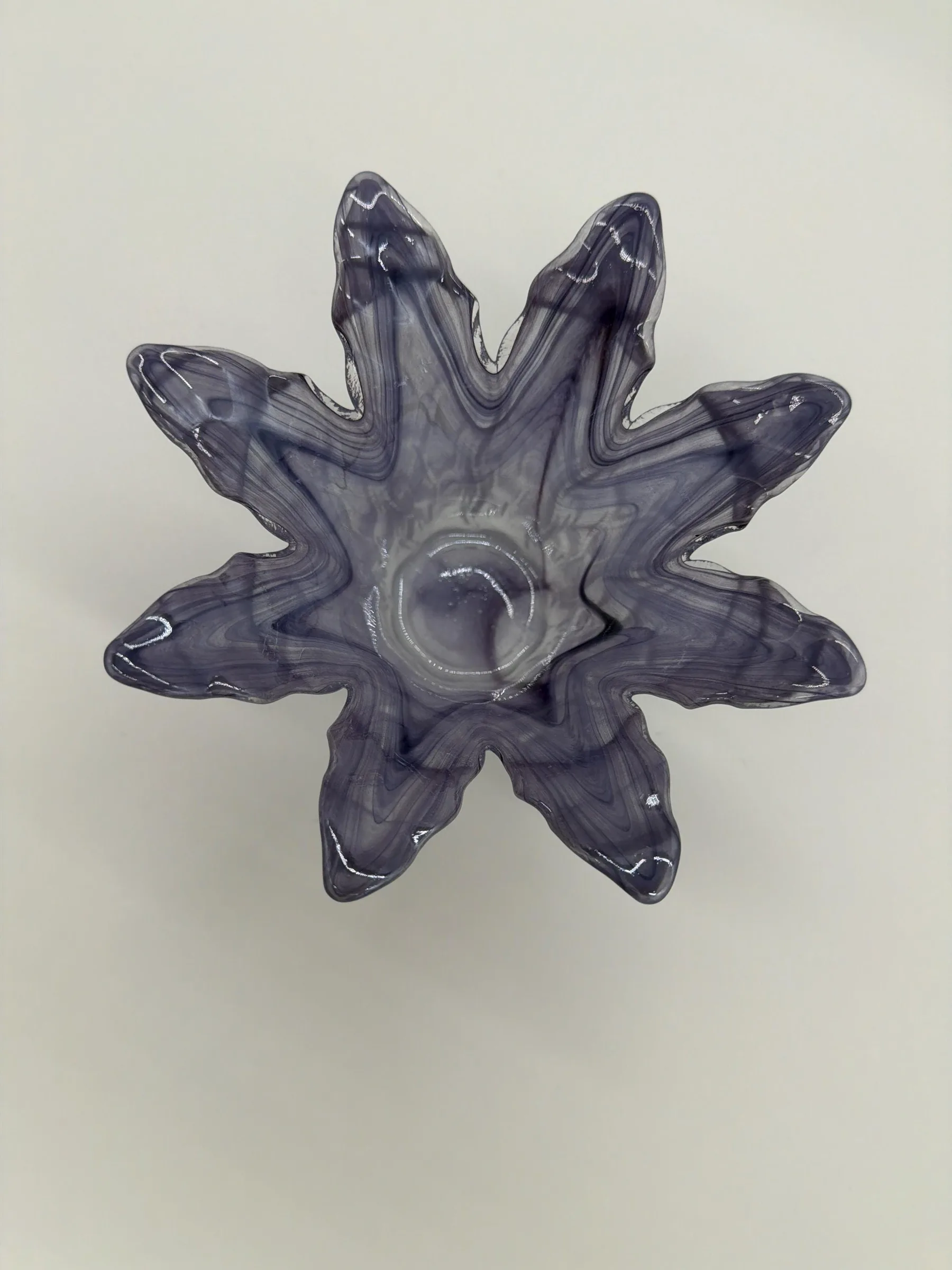 Vintage Hand-Blown Italian Purple Art Glass Flower Vase Bowl