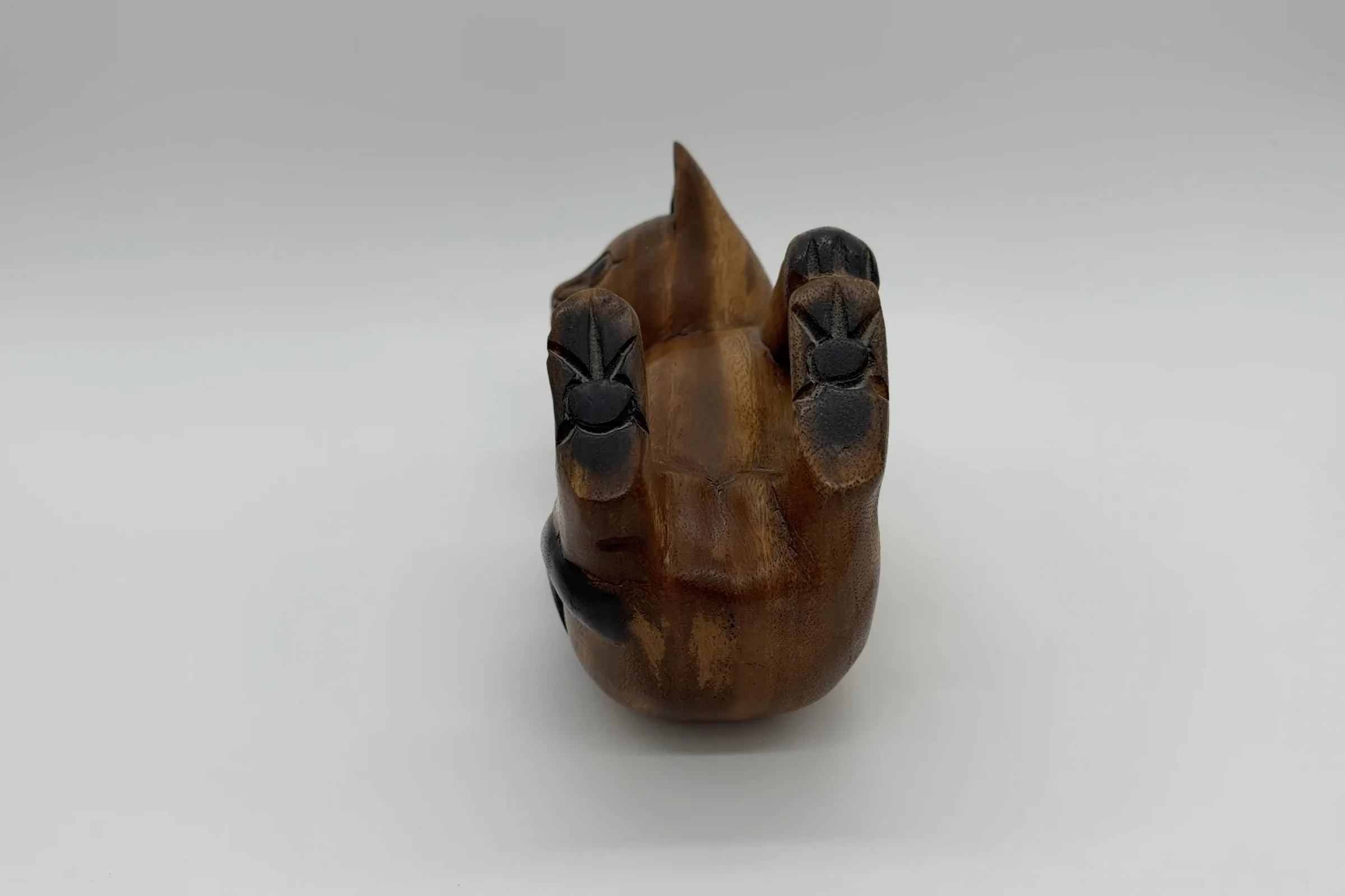 Mid-Century Monkeypod Wood Cat Sculpture