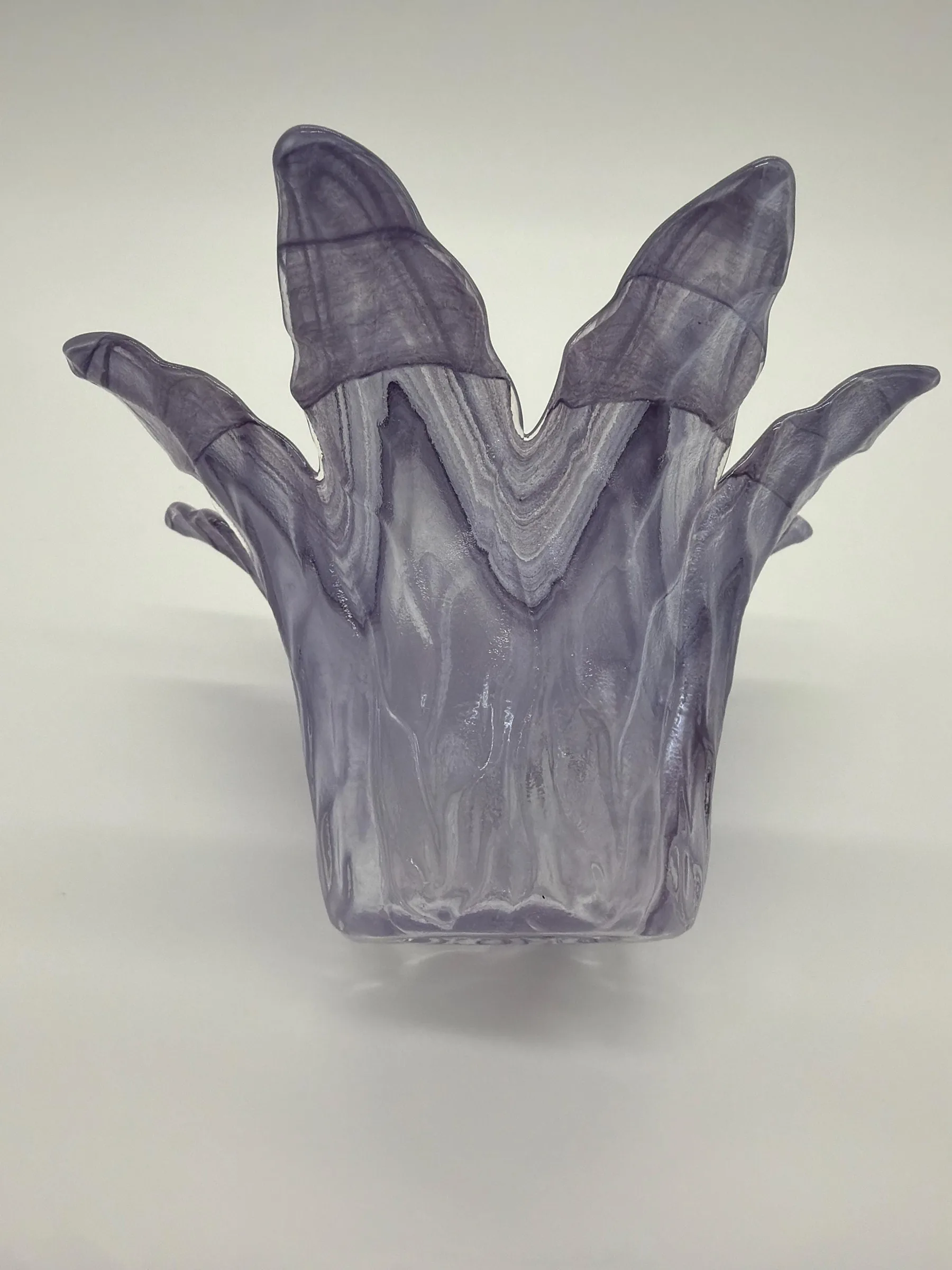 Vintage Hand-Blown Italian Purple Art Glass Flower Vase Bowl