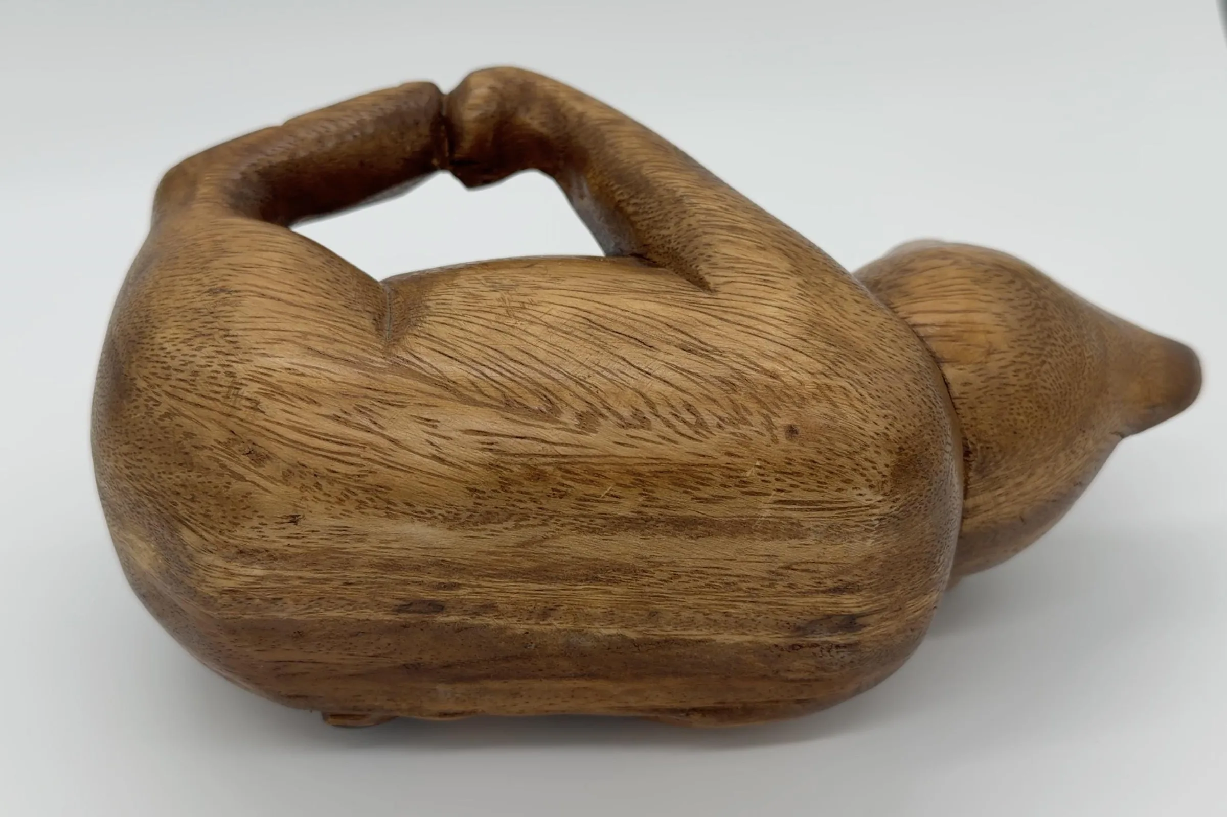 Mid-Century Monkeypod Wood Cat Sculpture