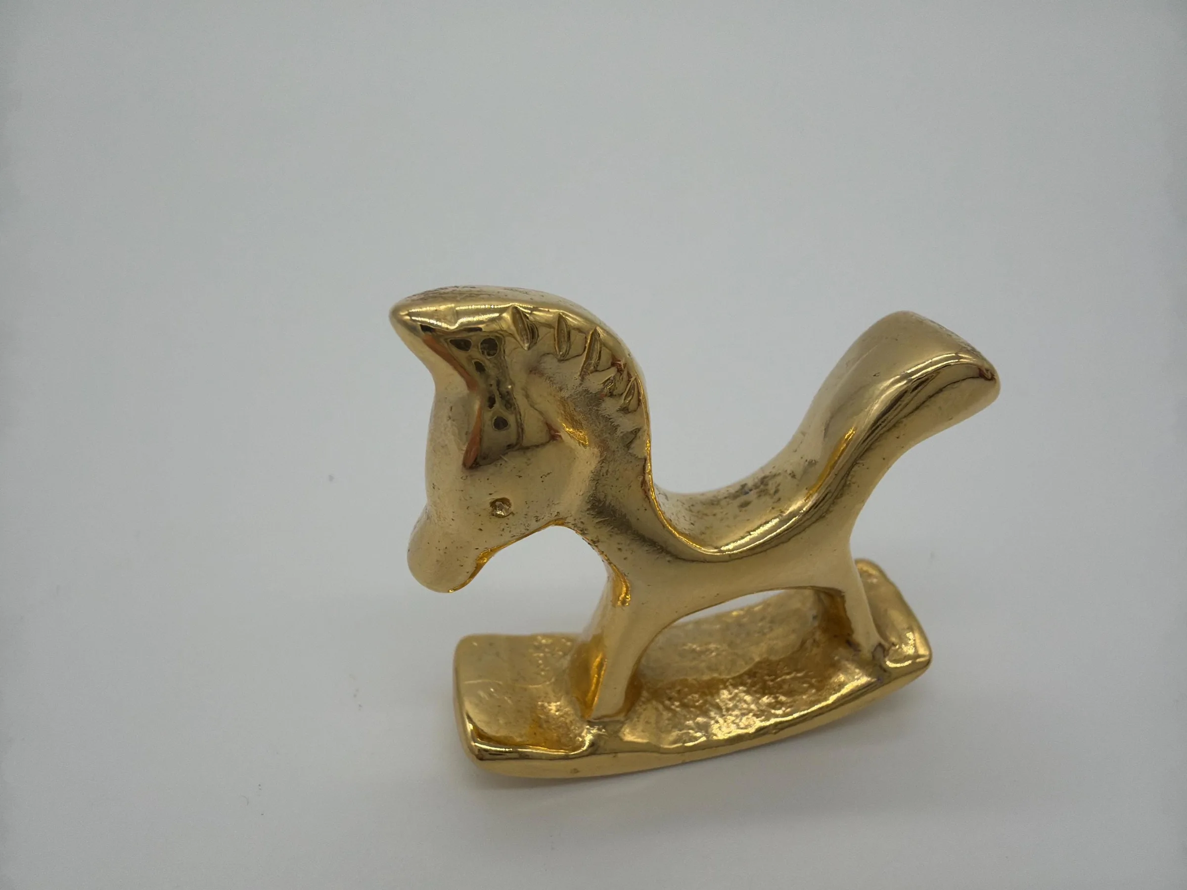 Vintage Walter Bosse Polished Brass Rocking Horse Figurine