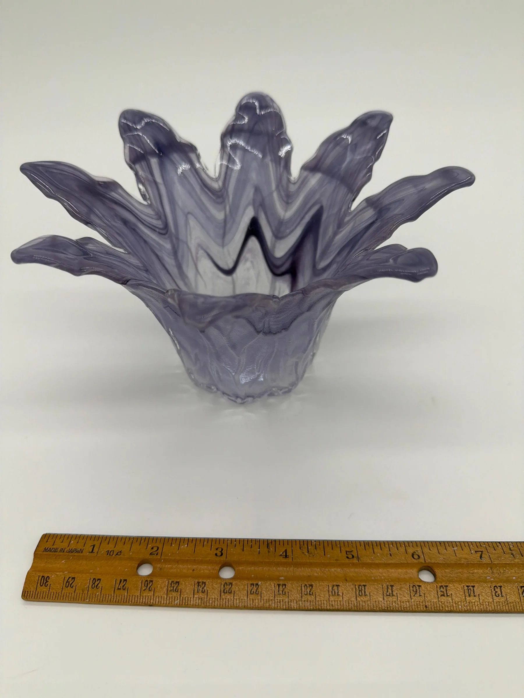 Vintage Hand-Blown Italian Purple Art Glass Flower Vase Bowl