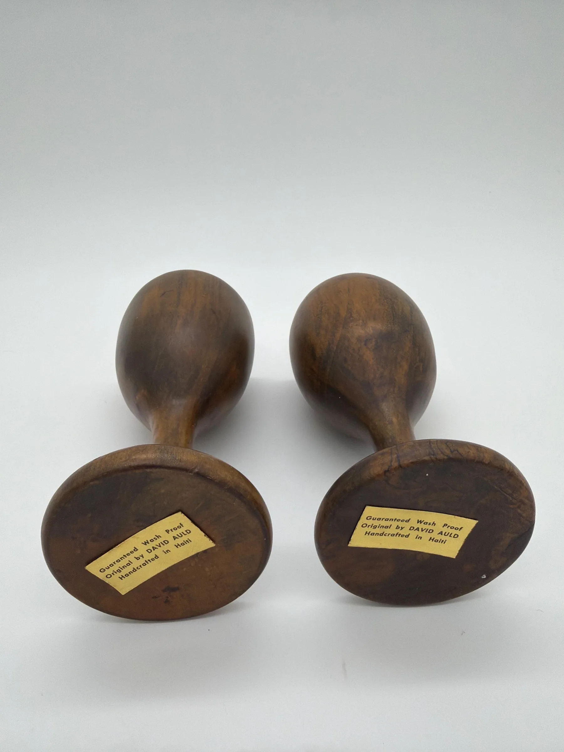 Set of 2 Vintage David Auld Handcrafted Haitian Wood Goblets