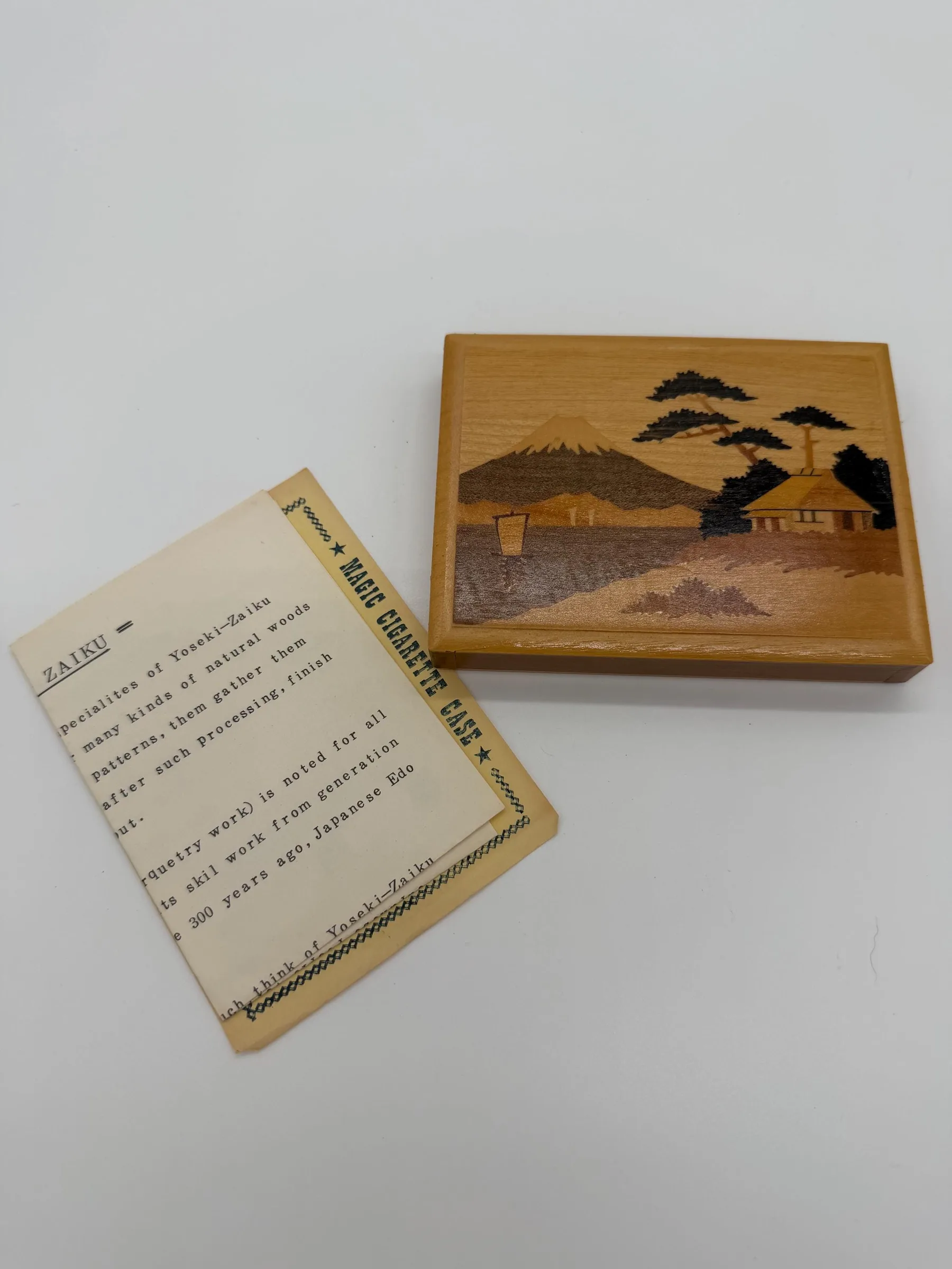 Vintage Japanese Hakone Yosegi-Zaiku Magic Cigarette Case – Mt. Fuji Inlay