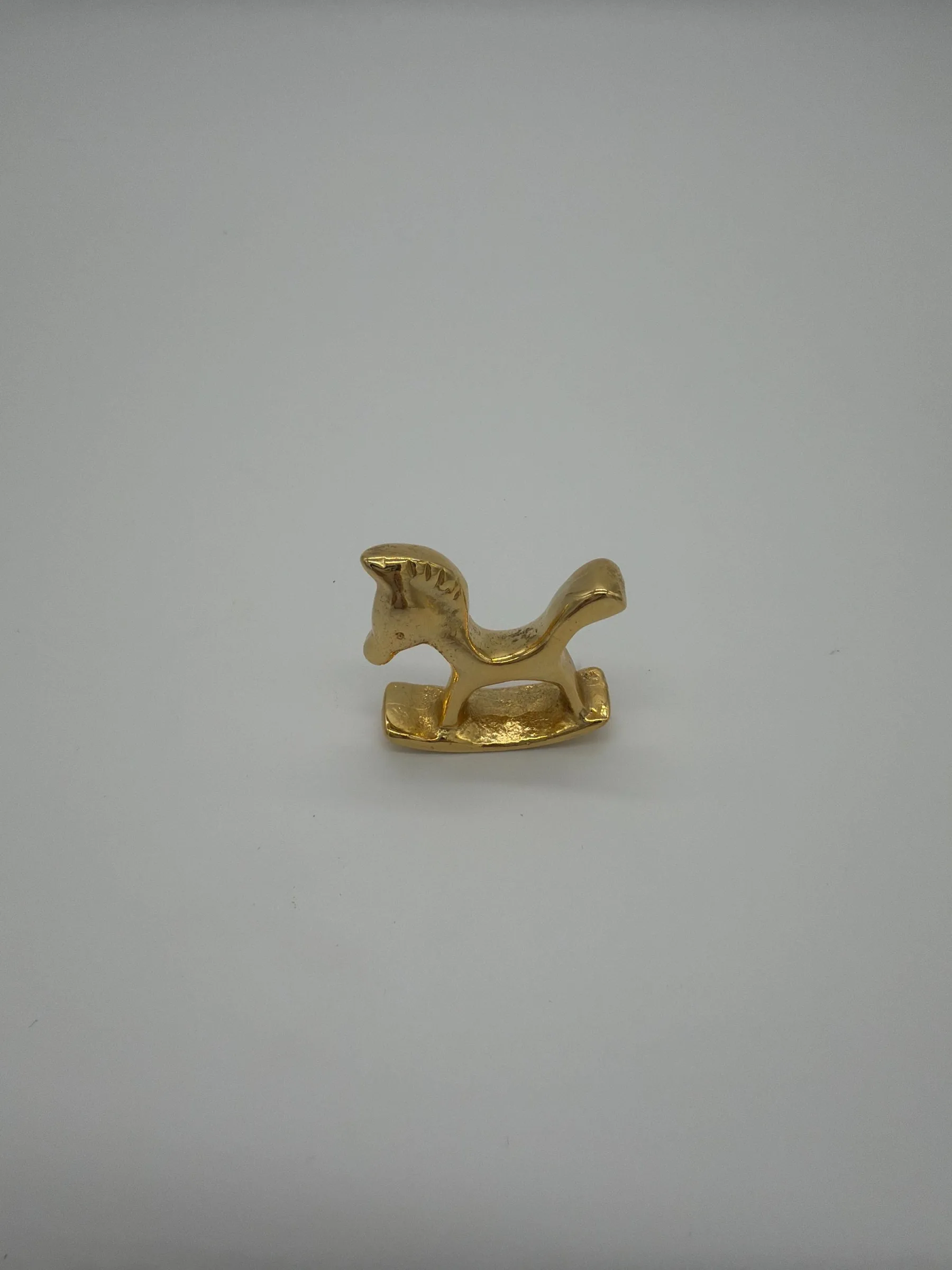 Vintage Walter Bosse Polished Brass Rocking Horse Figurine
