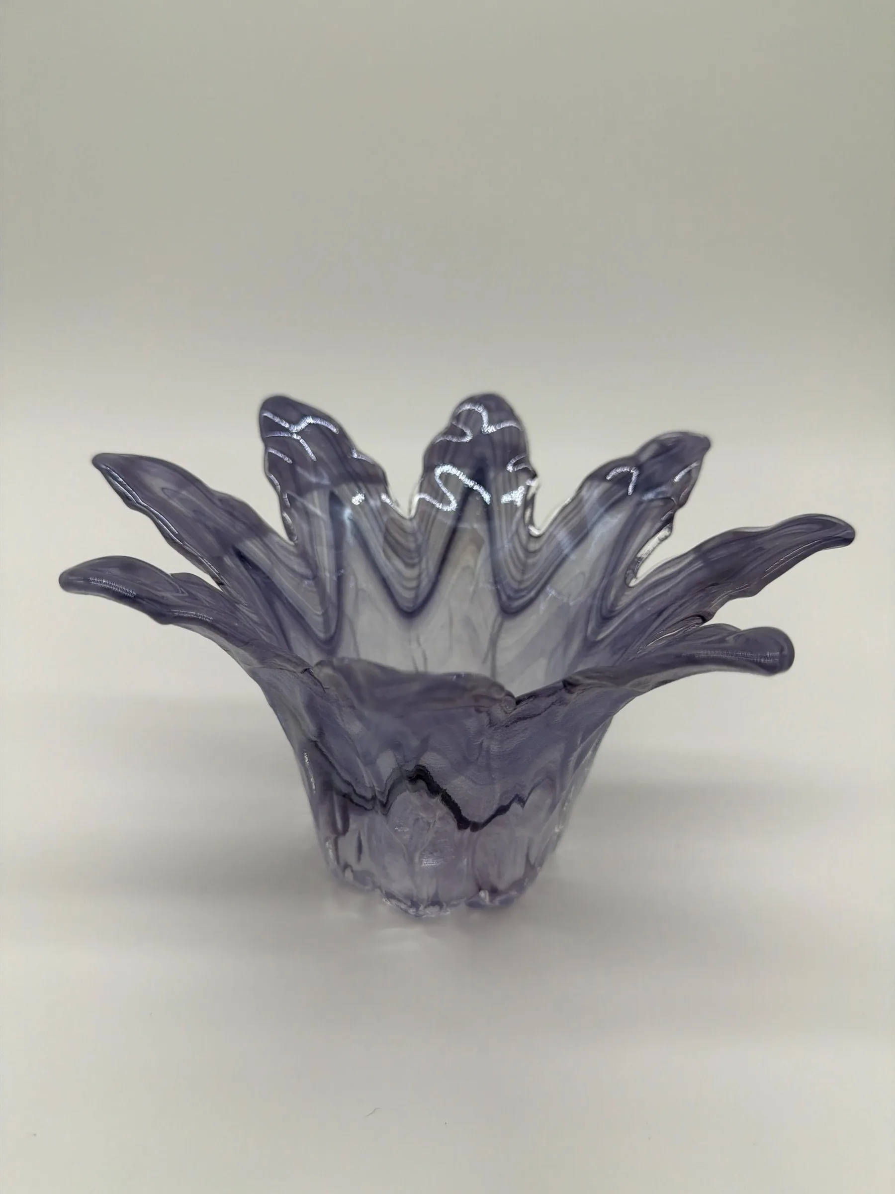 Vintage Hand-Blown Italian Purple Art Glass Flower Vase Bowl