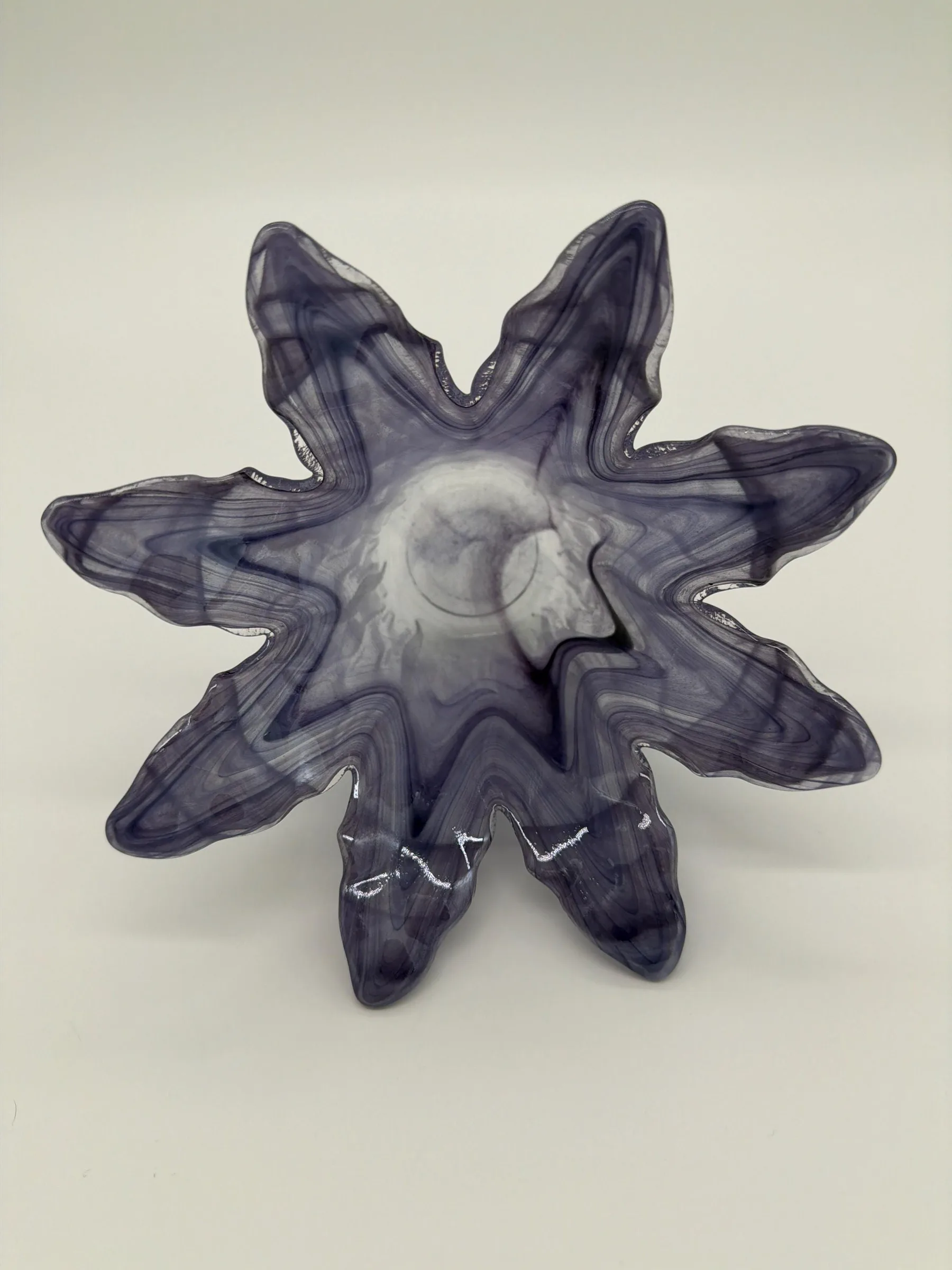 Vintage Hand-Blown Italian Purple Art Glass Flower Vase Bowl