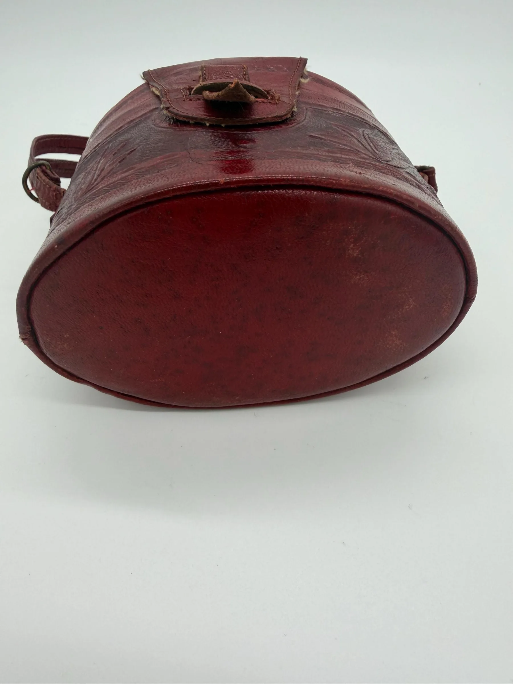 Vintage 1940s–1950s Mexican Tooled Leather Souvenir Purse