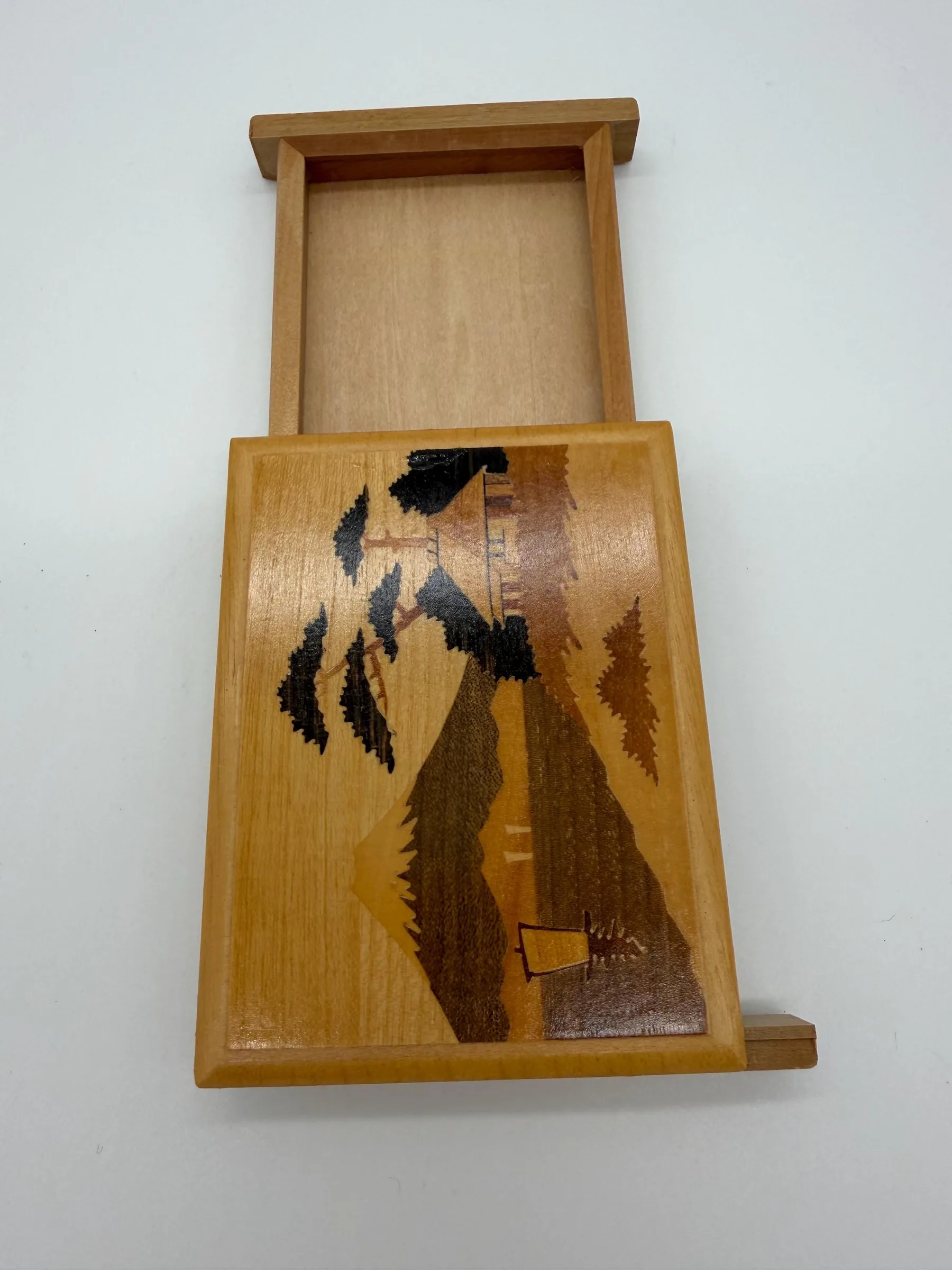 Vintage Japanese Hakone Yosegi-Zaiku Magic Cigarette Case – Mt. Fuji Inlay