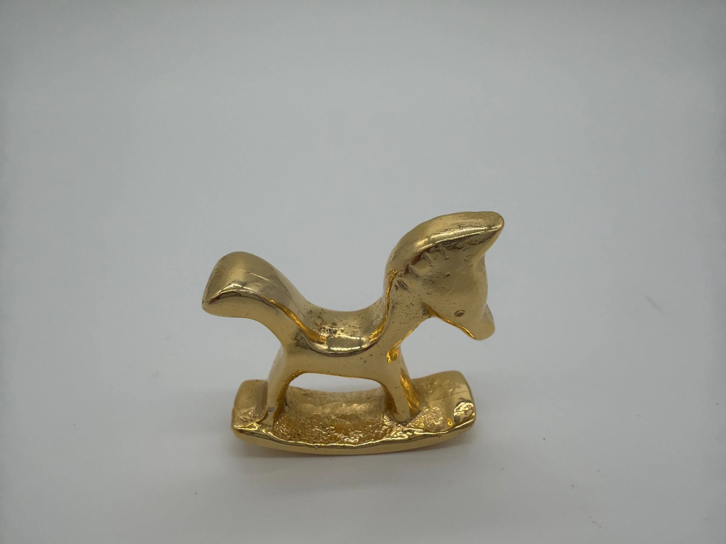 Vintage Walter Bosse Polished Brass Rocking Horse Figurine