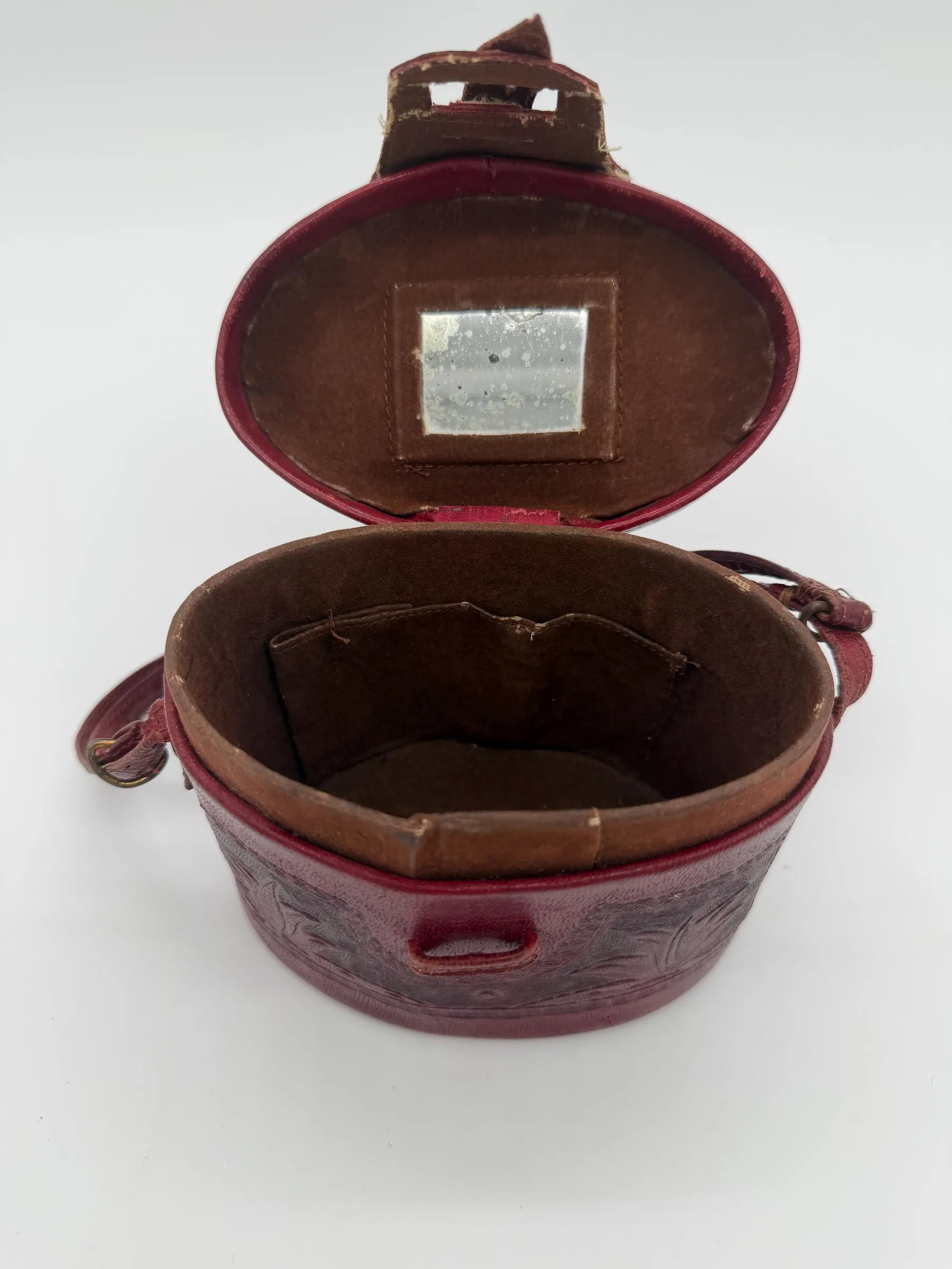 Vintage 1940s–1950s Mexican Tooled Leather Souvenir Purse