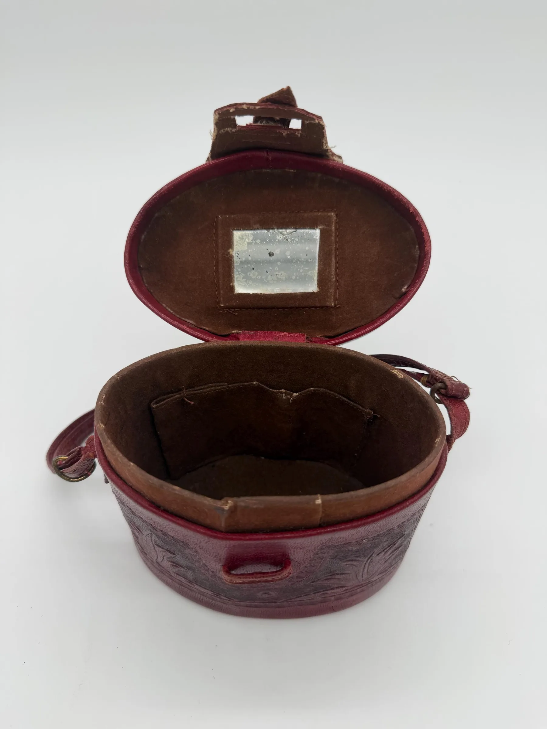 Vintage 1940s–1950s Mexican Tooled Leather Souvenir Purse