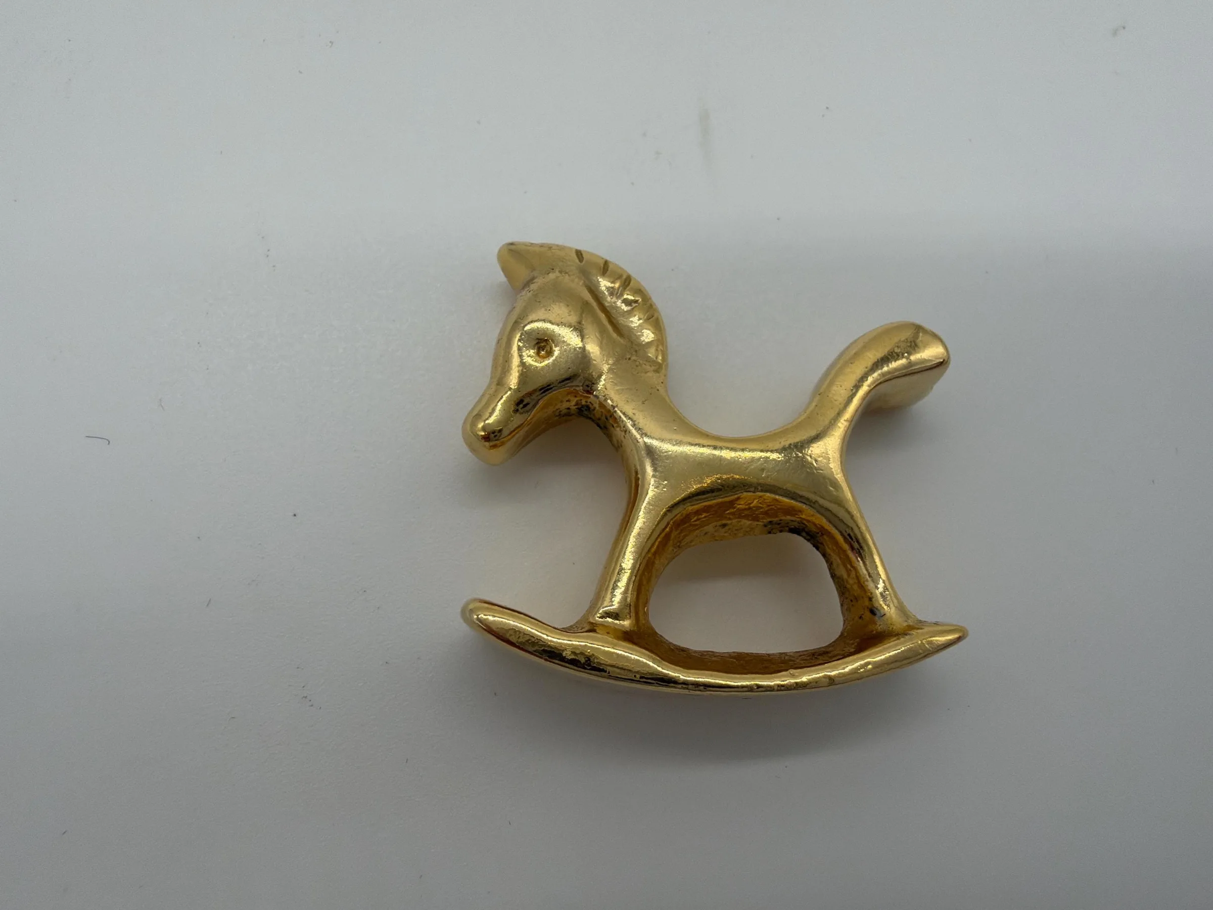 Vintage Walter Bosse Polished Brass Rocking Horse Figurine