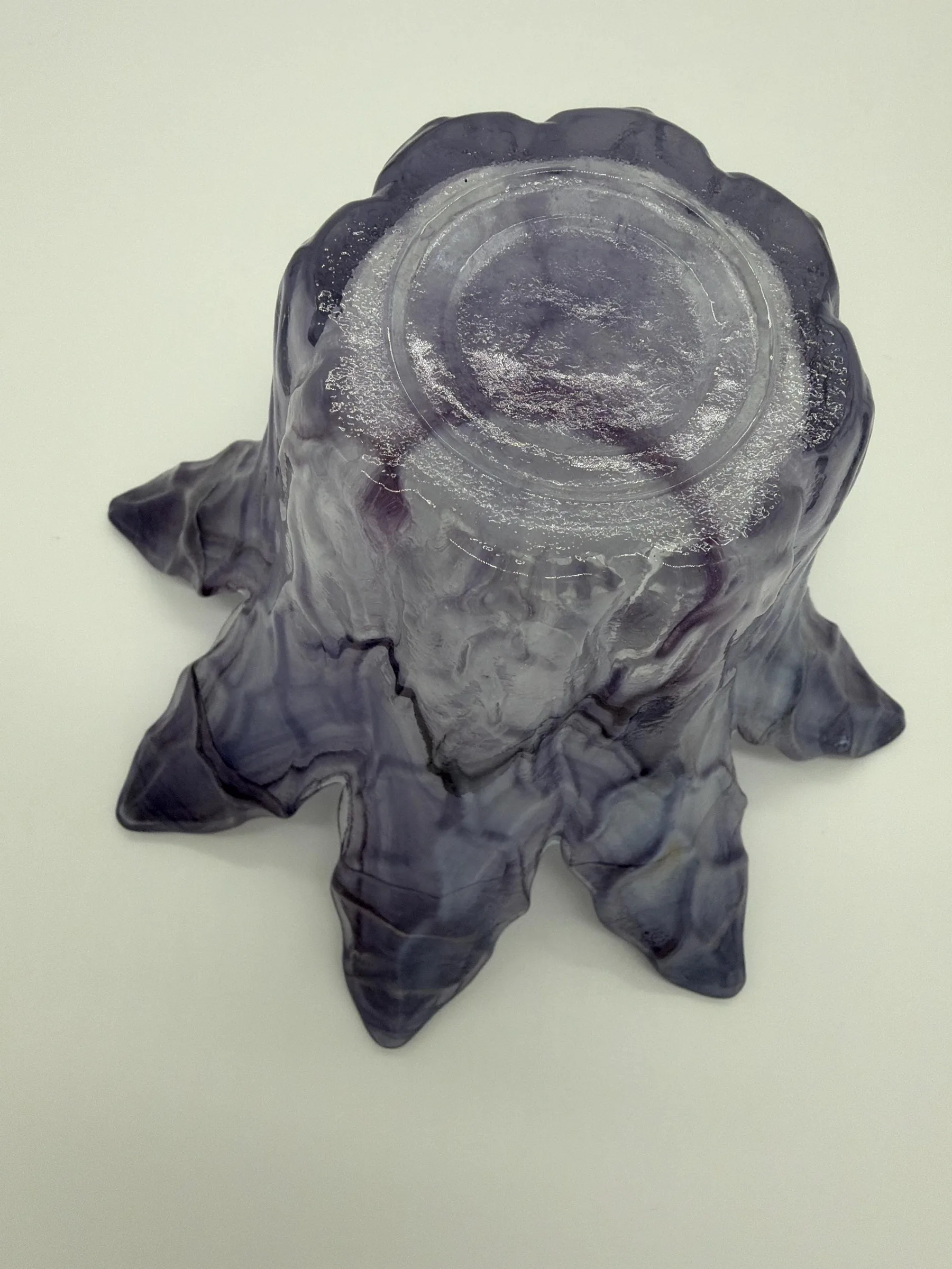 Vintage Hand-Blown Italian Purple Art Glass Flower Vase Bowl