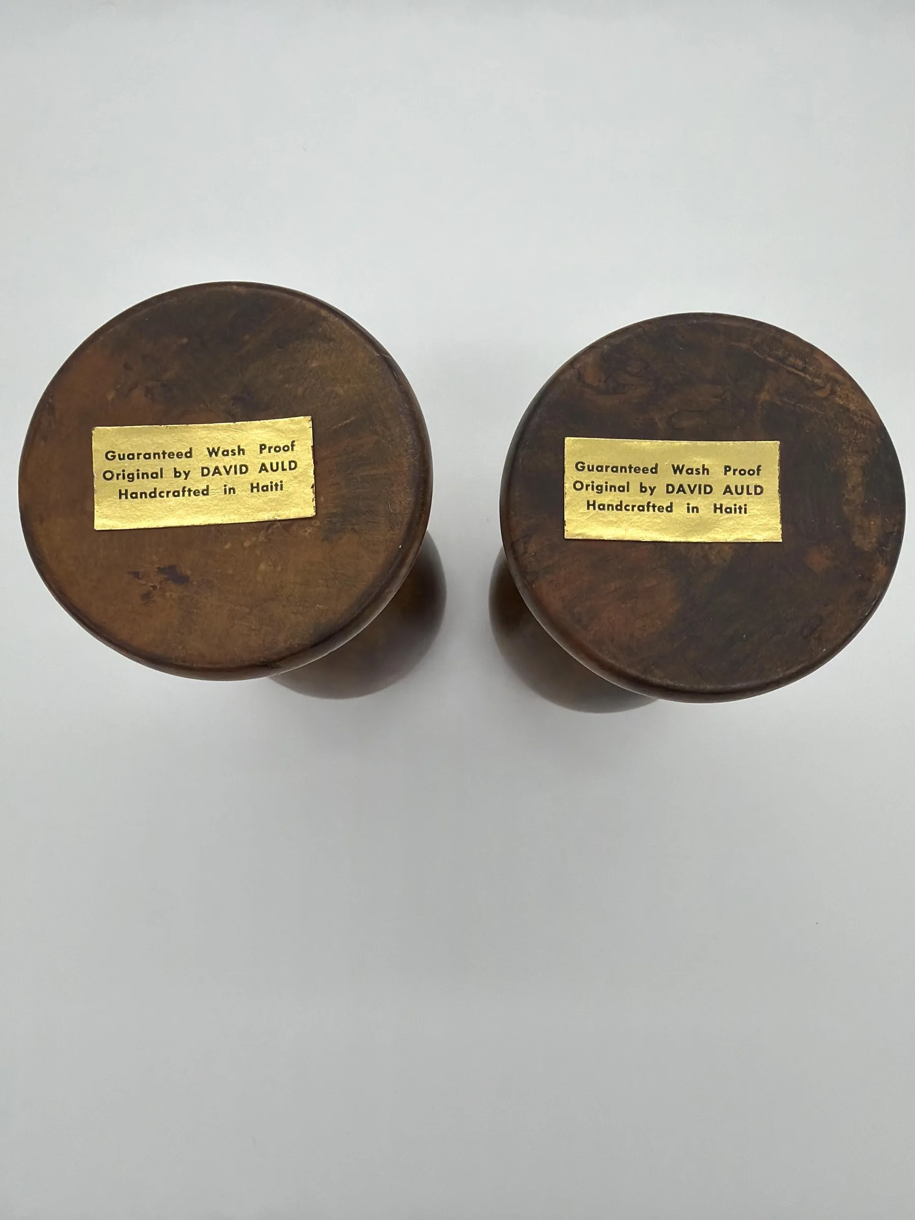 Set of 2 Vintage David Auld Handcrafted Haitian Wood Goblets