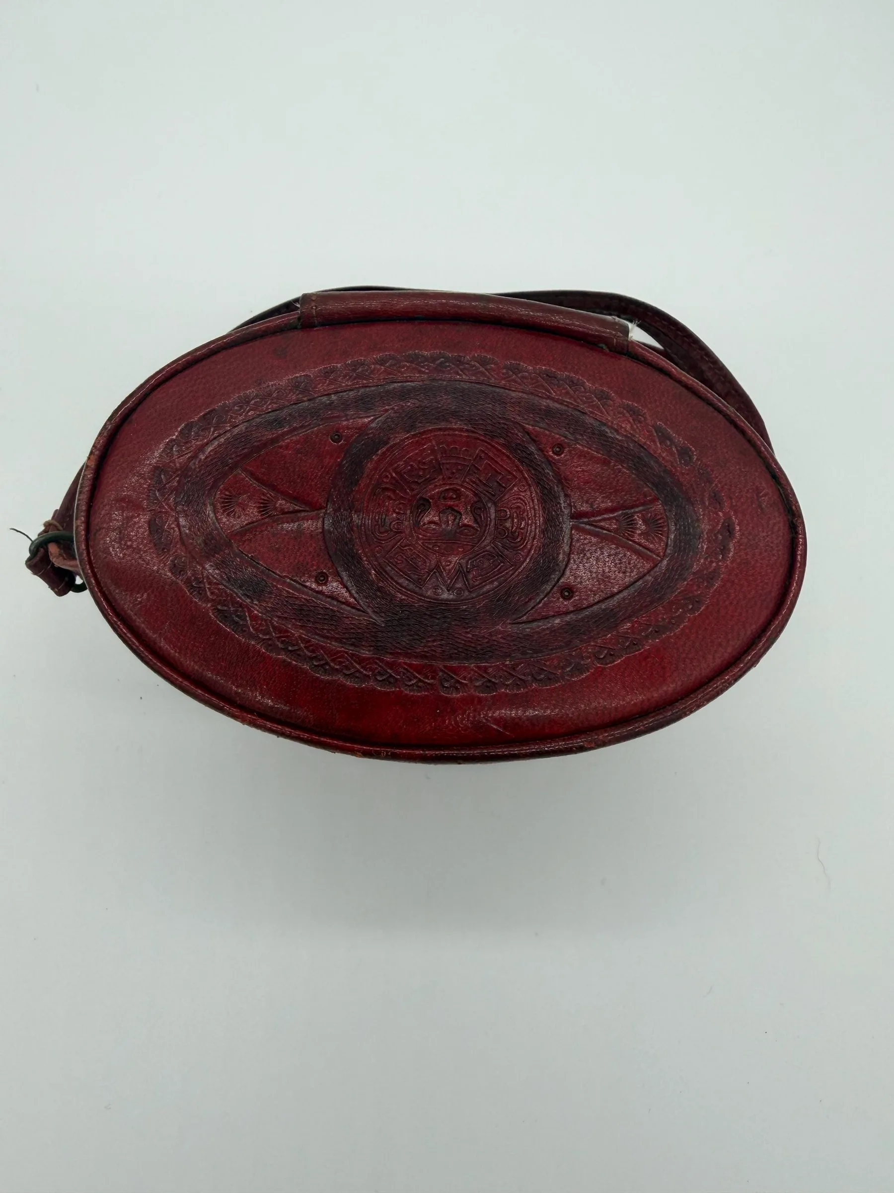 Vintage 1940s–1950s Mexican Tooled Leather Souvenir Purse