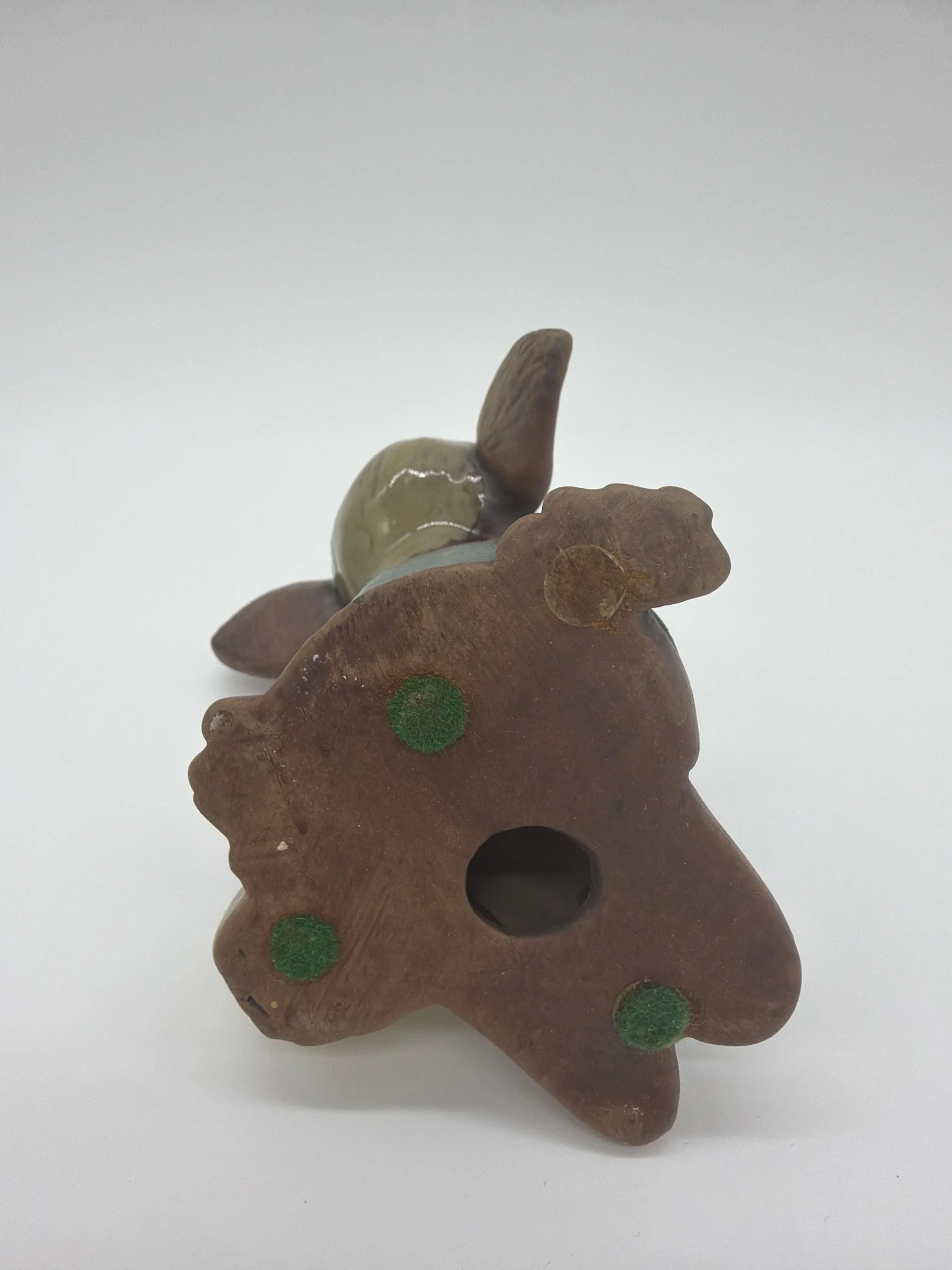 Vintage Glazed Ceramic Mouse Figurine With Basket